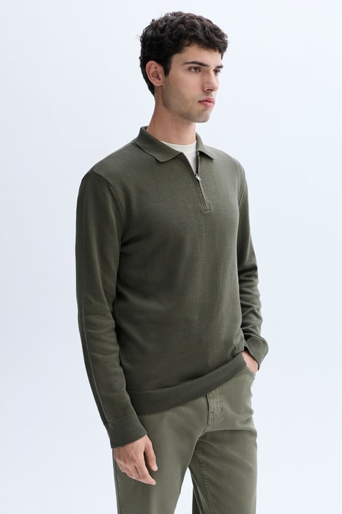 FERMUARLI POLO YAKA TRİKO KAZAK