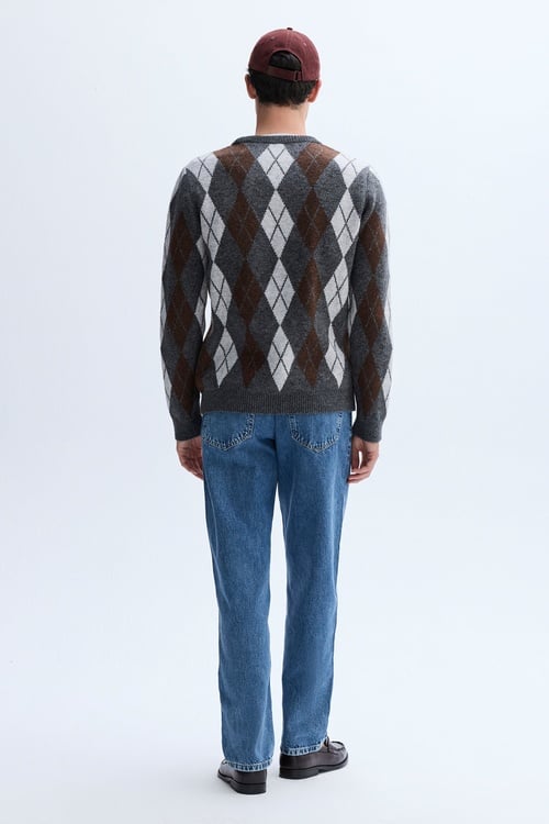 BAKLAVA DESENLİ BİSİKLET YAKA KAZAK