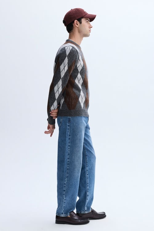 BAKLAVA DESENLİ BİSİKLET YAKA KAZAK