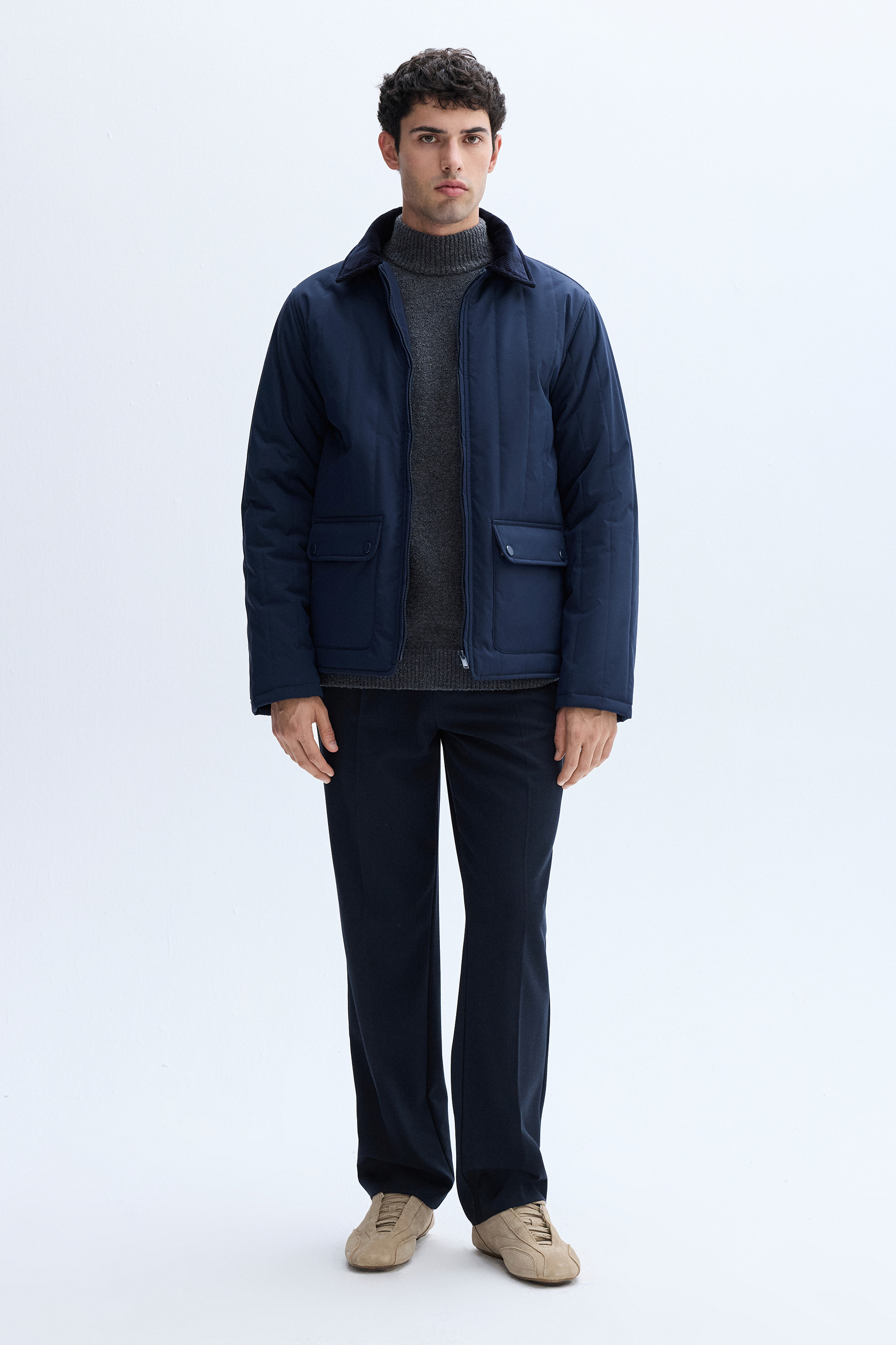 KADİFE YAKA KAPİTONELİ MONT