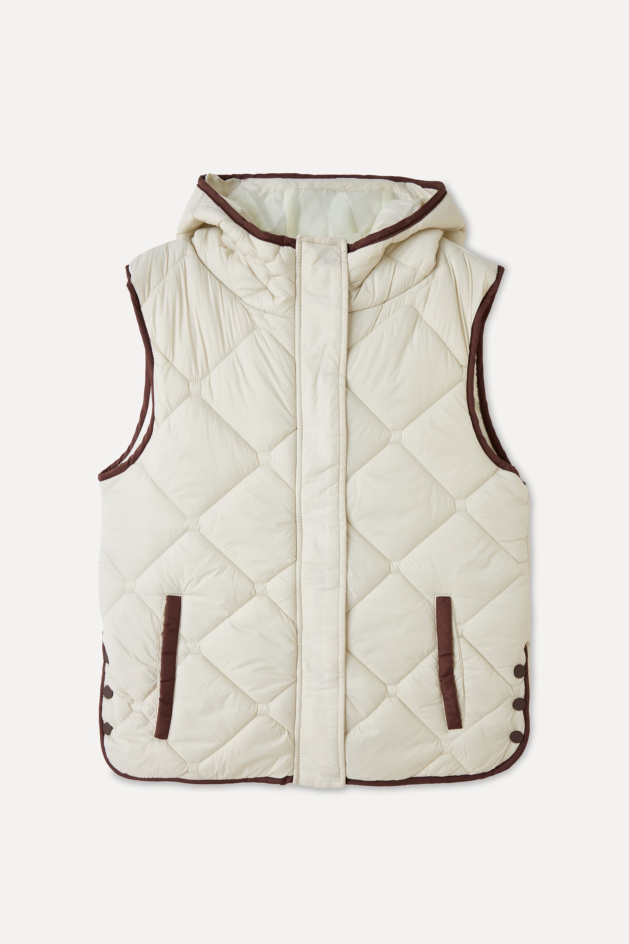 KAPİTONELİ KAPÜŞONLU CROP ŞİŞME YELEK