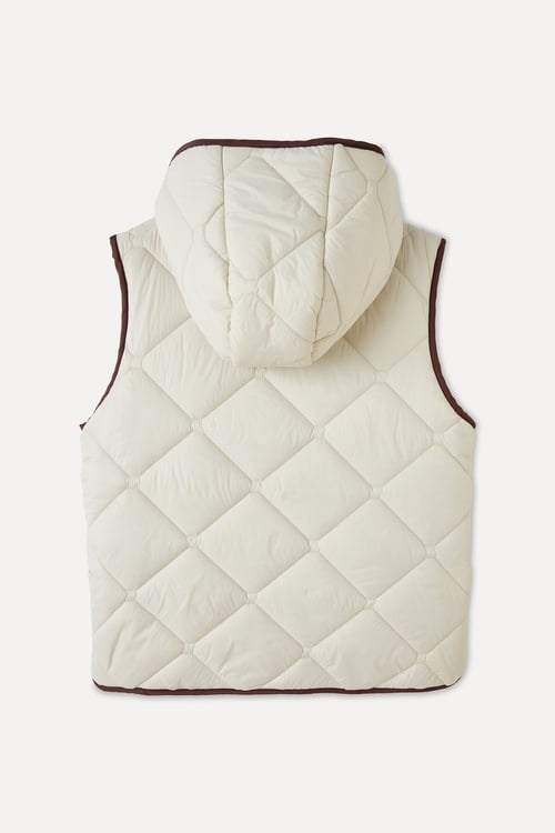 KAPİTONELİ KAPÜŞONLU CROP ŞİŞME YELEK