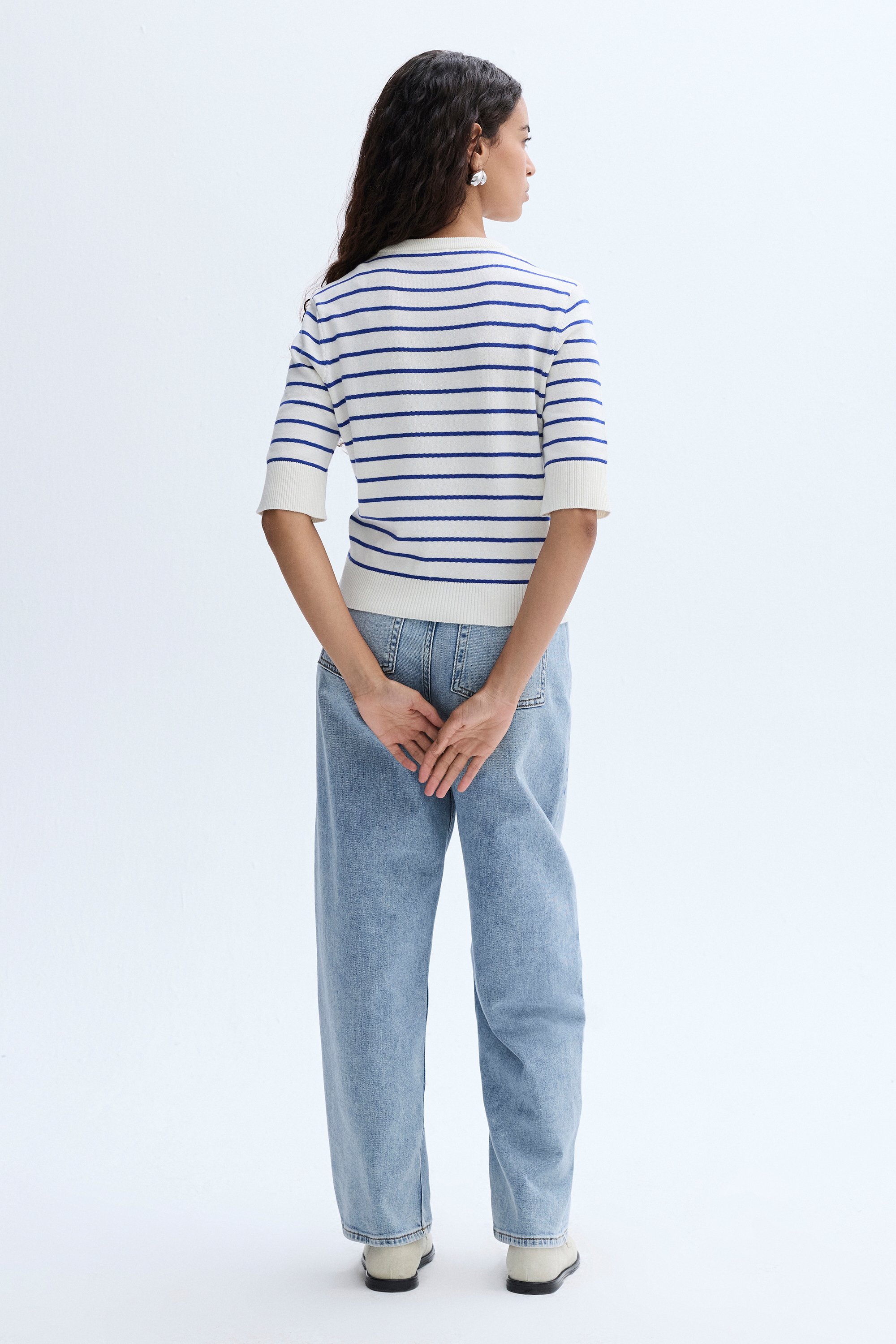 ÇİZGİLİ KISA KOLLU TRİKO KAZAK