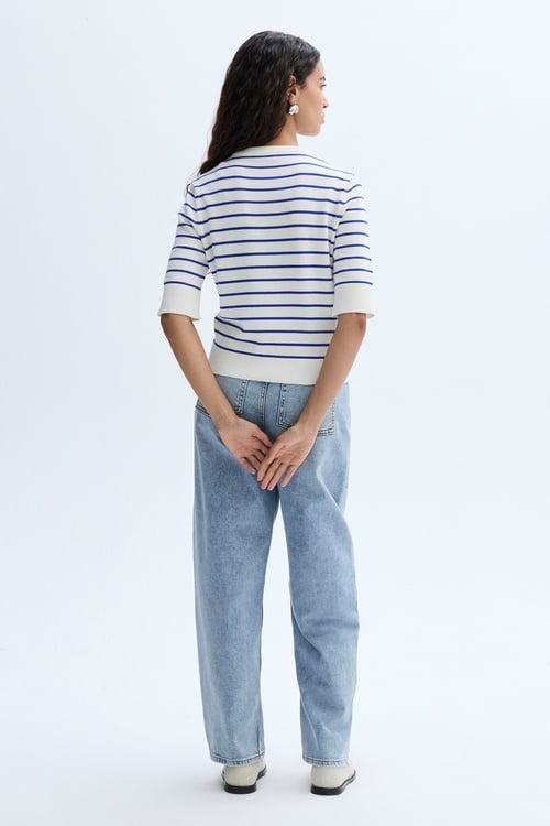 ÇİZGİLİ KISA KOLLU TRİKO KAZAK