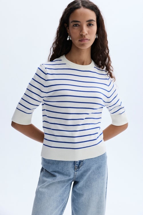 ÇİZGİLİ KISA KOLLU TRİKO KAZAK