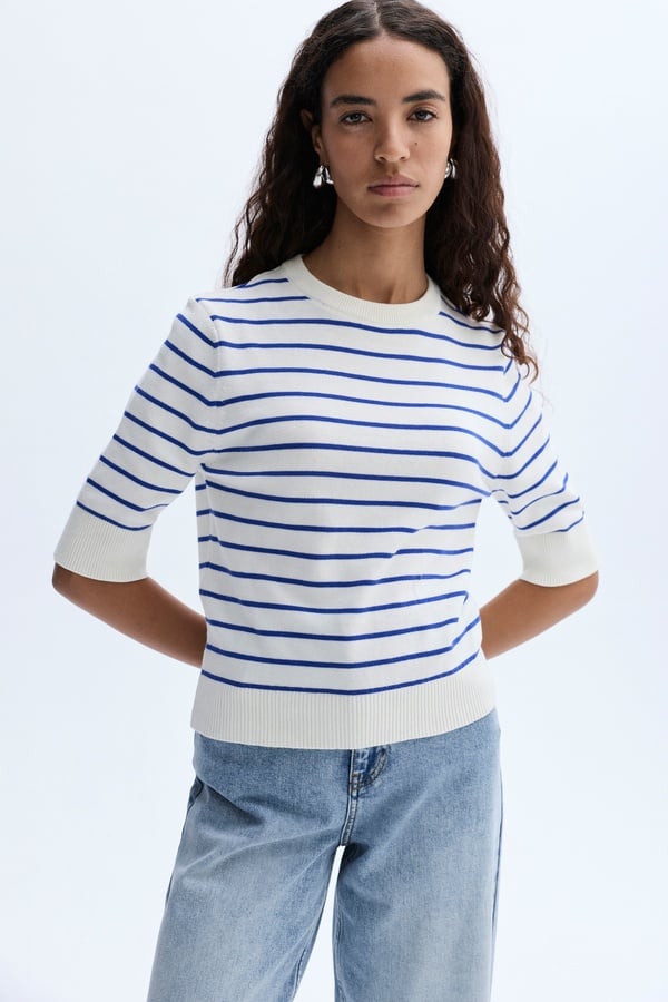 ÇİZGİLİ KISA KOLLU TRİKO KAZAK