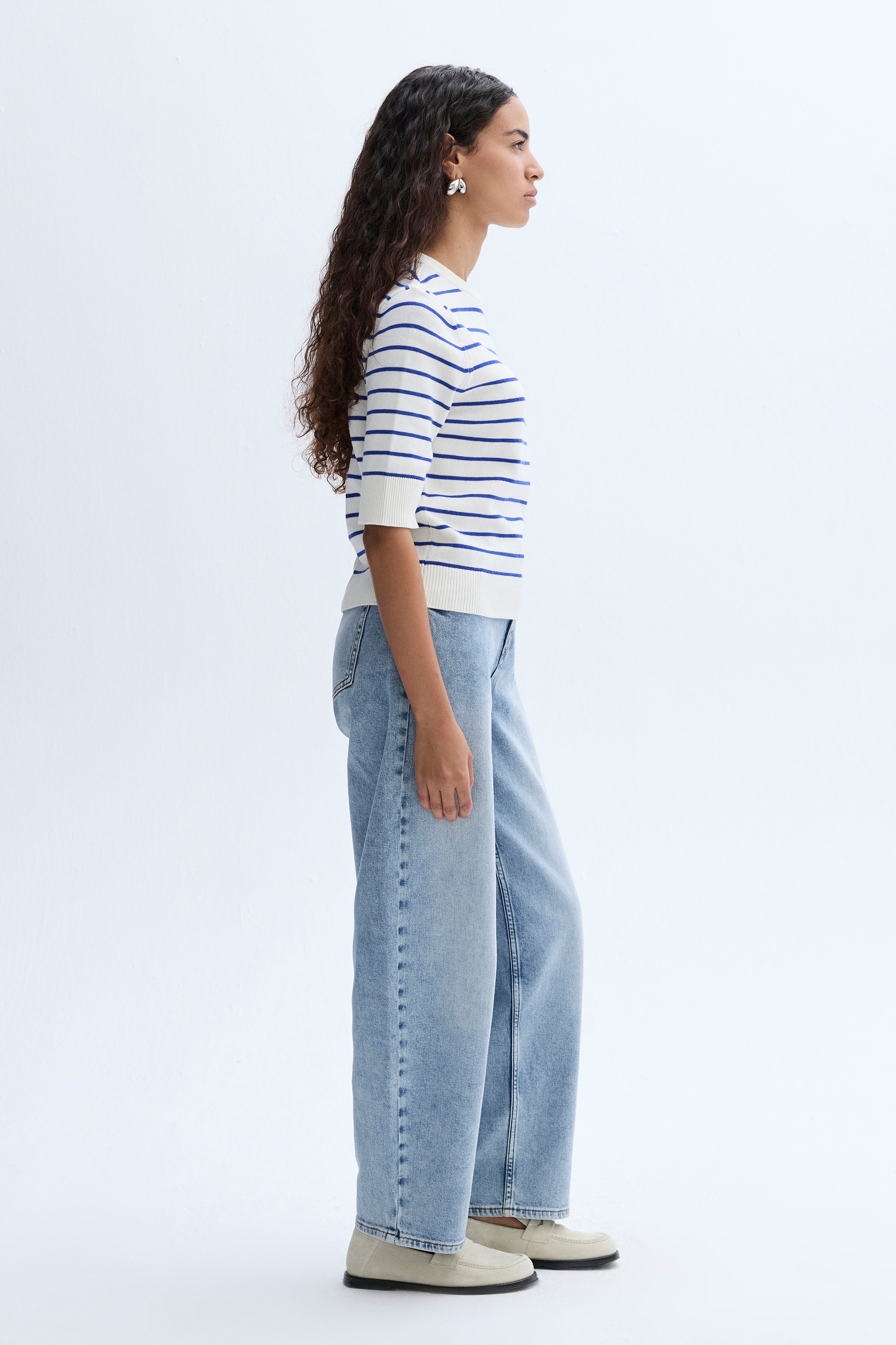 ÇİZGİLİ KISA KOLLU TRİKO KAZAK