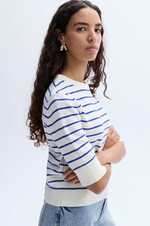  ÇİZGİLİ KISA KOLLU TRİKO KAZAK