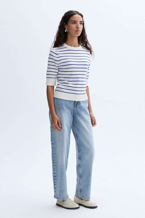 ÇİZGİLİ KISA KOLLU TRİKO KAZAK