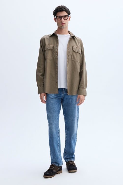 REGULAR FIT KADİFE DOKULU UZUN KOLLU GÖMLEK