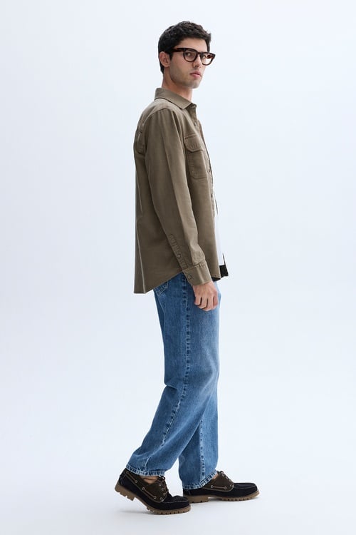 REGULAR FIT KADİFE DOKULU UZUN KOLLU GÖMLEK