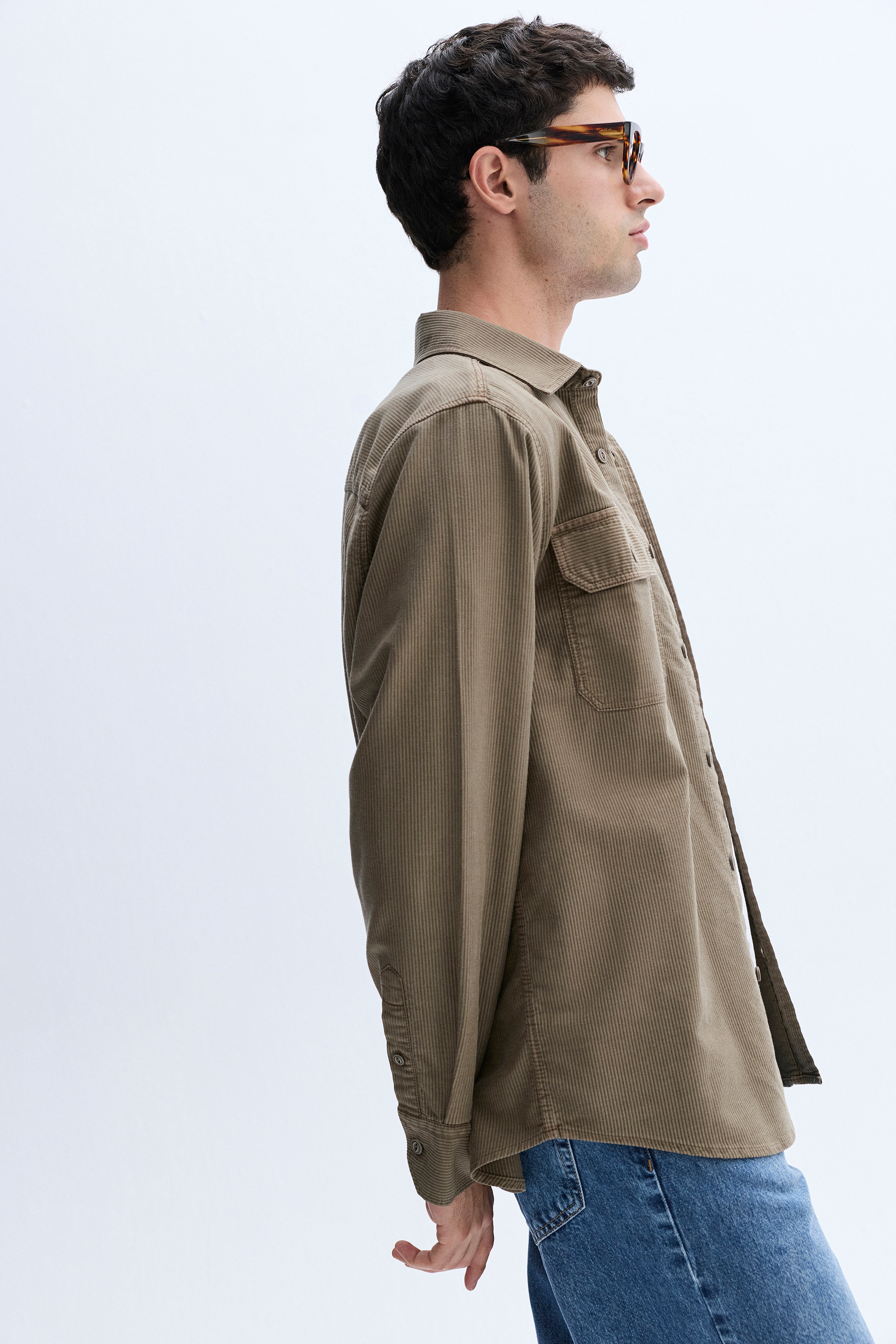 REGULAR FIT KADİFE DOKULU UZUN KOLLU GÖMLEK