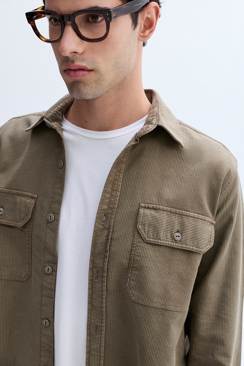  REGULAR FIT KADİFE DOKULU UZUN KOLLU GÖMLEK