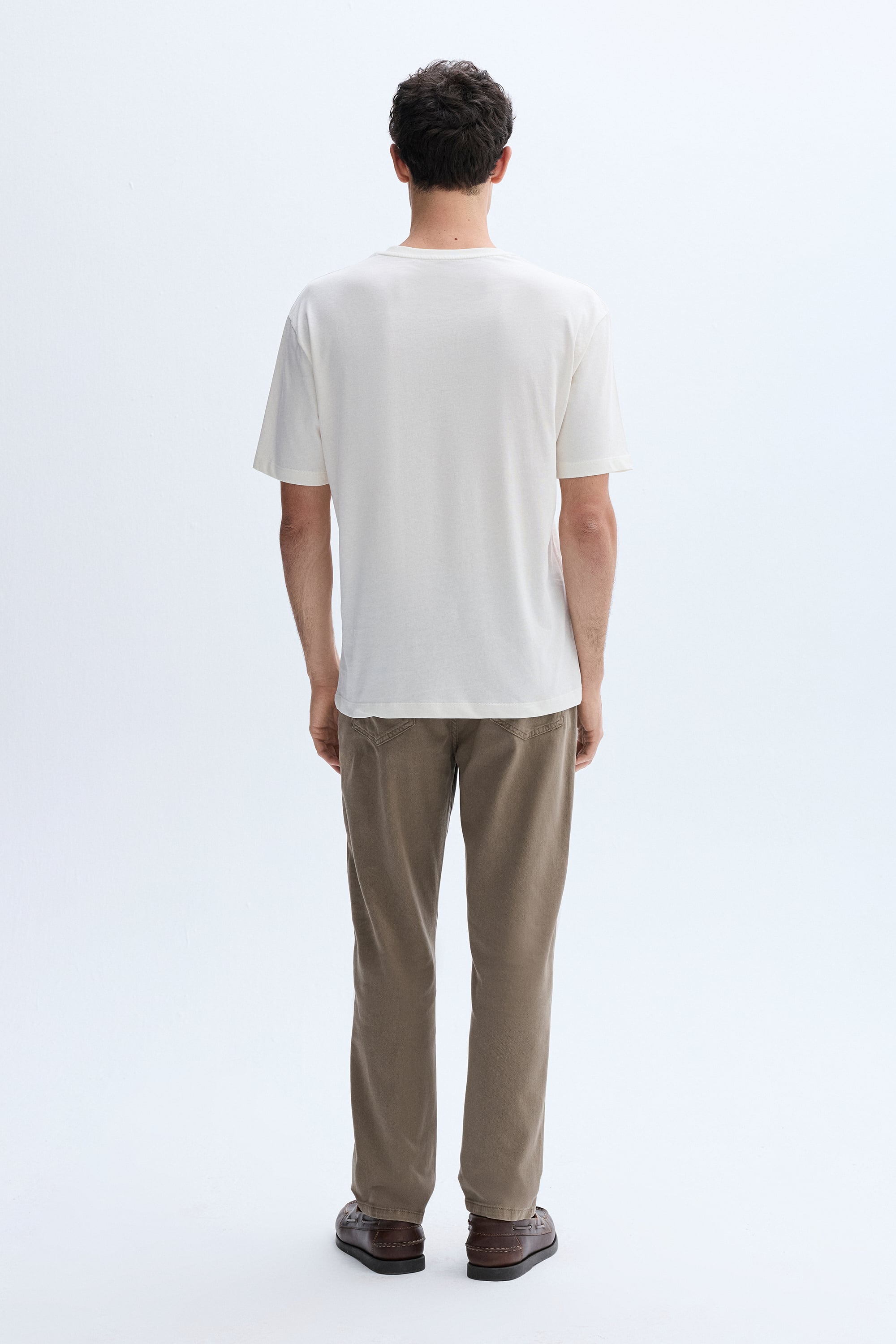 COMFORT FIT BASKILI BİSİKLET YAKA T-SHIRT