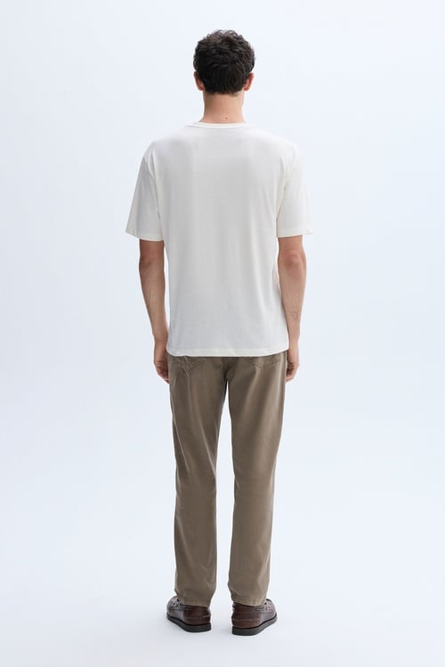 COMFORT FIT BASKILI BİSİKLET YAKA T-SHIRT