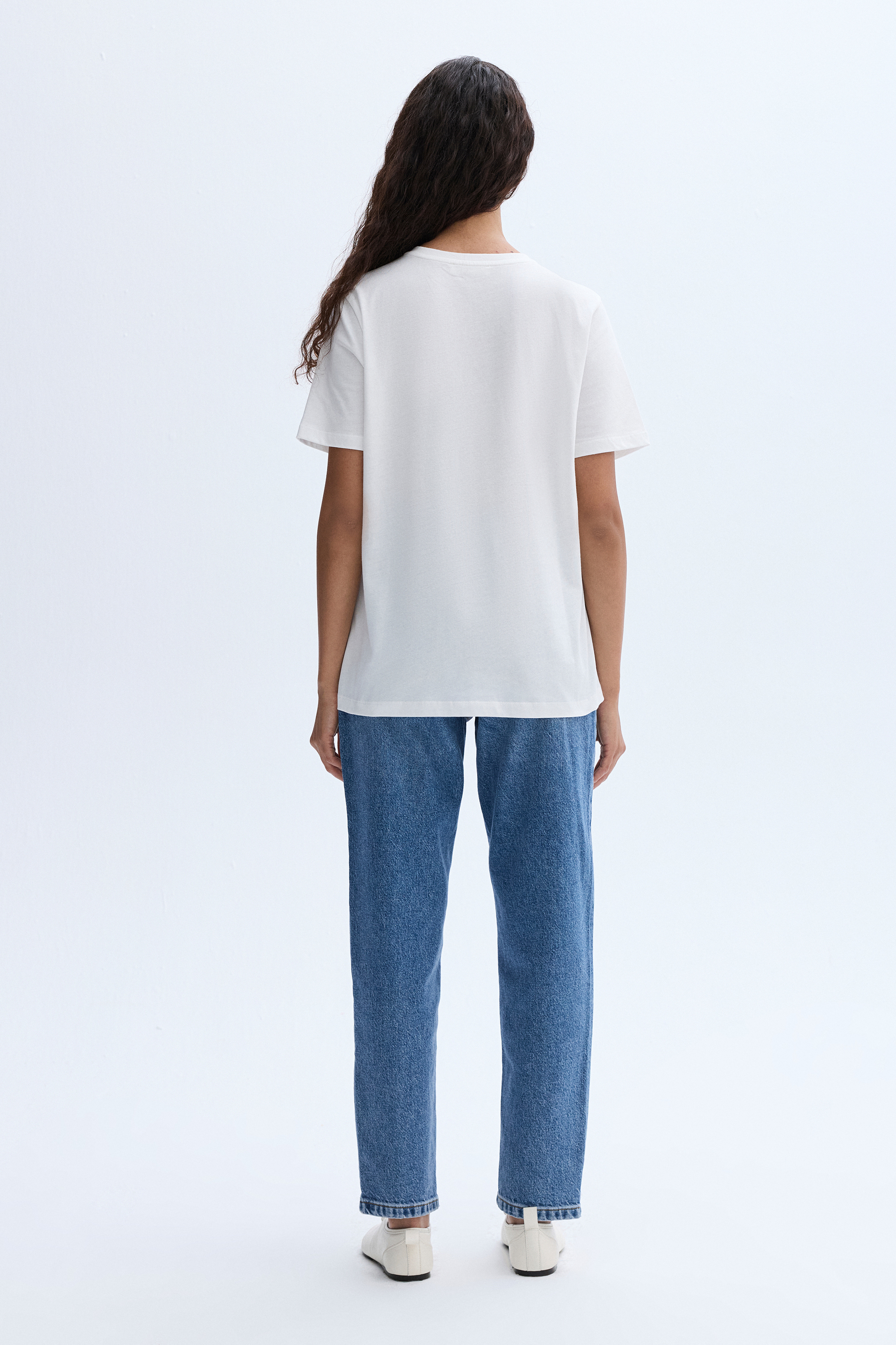 FLORAL BASKILI BİSİKLET YAKA T-SHIRT