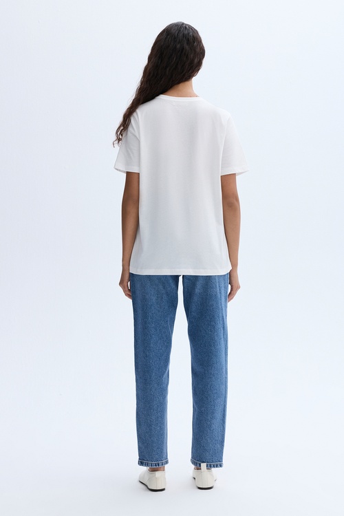 FLORAL BASKILI BİSİKLET YAKA T-SHIRT