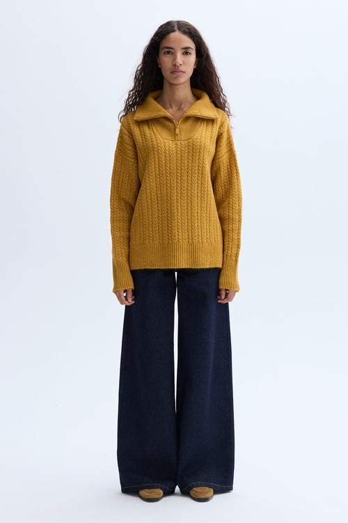 LOOSE FIT SAÇ ÖRGÜLÜ DİK YAKA KAZAK