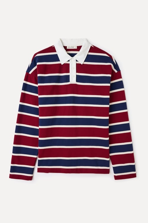 LOOSE FIT ÇİZGİLİ POLO YAKA SWEATSHIRT