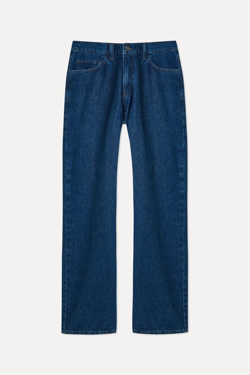  Erkek Koyu İndigo Loose Fit Jean Pantolon