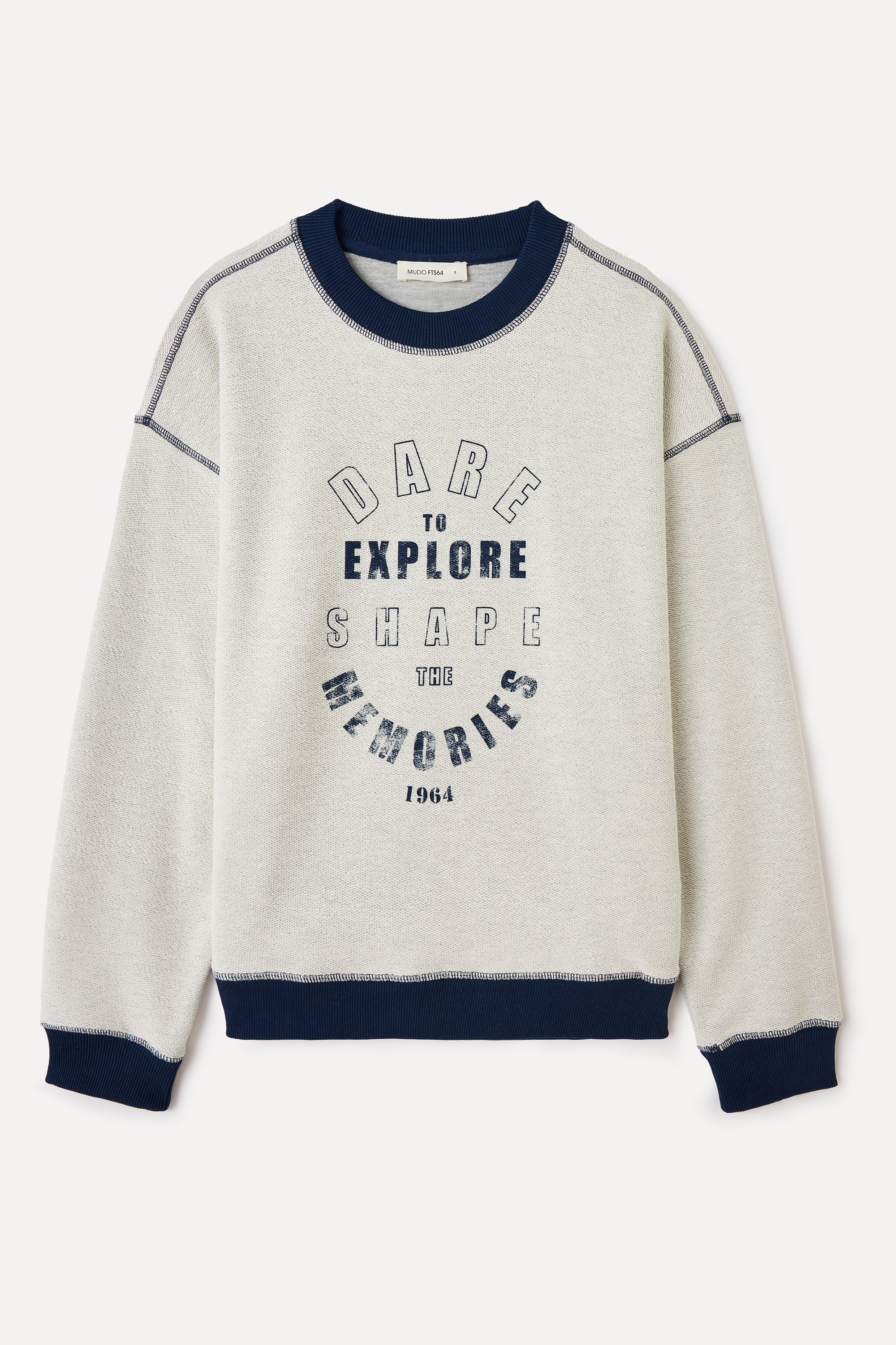 LOOSE FIT BASKILI BİSİKLET YAKA SWEATSHIRT