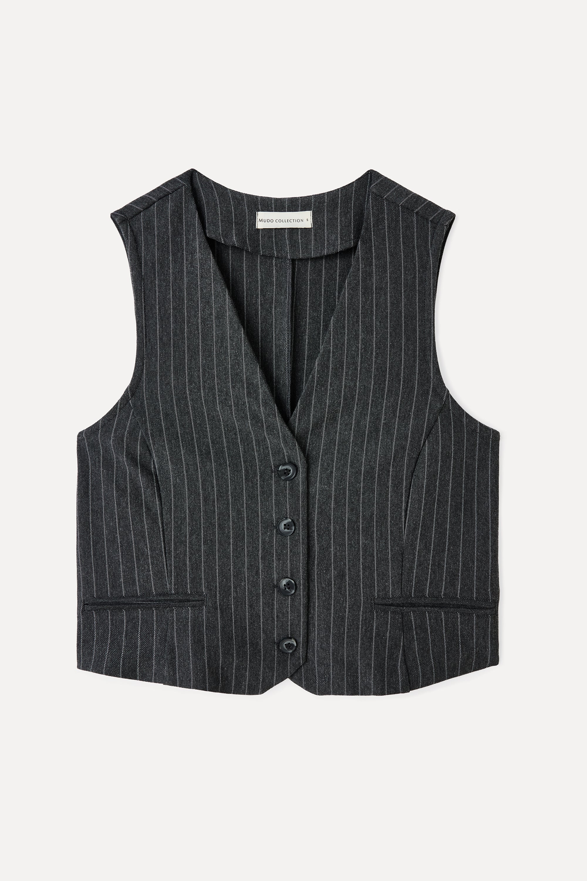 ÇİZGİLİ FITTED KOLSUZ SMART CEKET