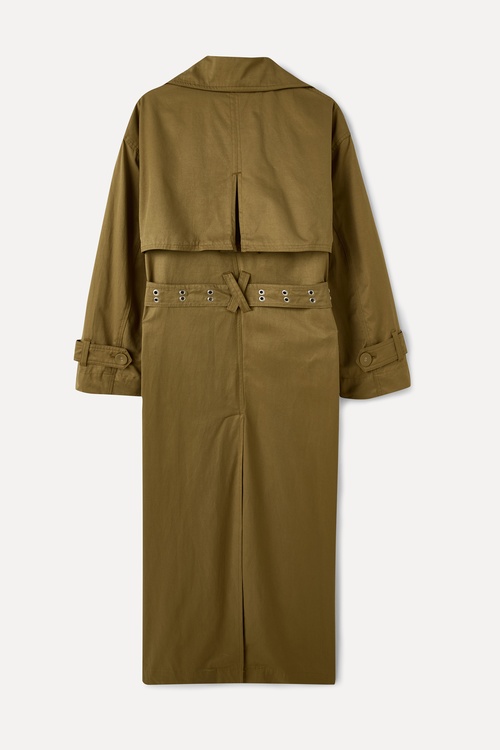  OVERSIZE KEMERLİ UZUN TRENÇKOT