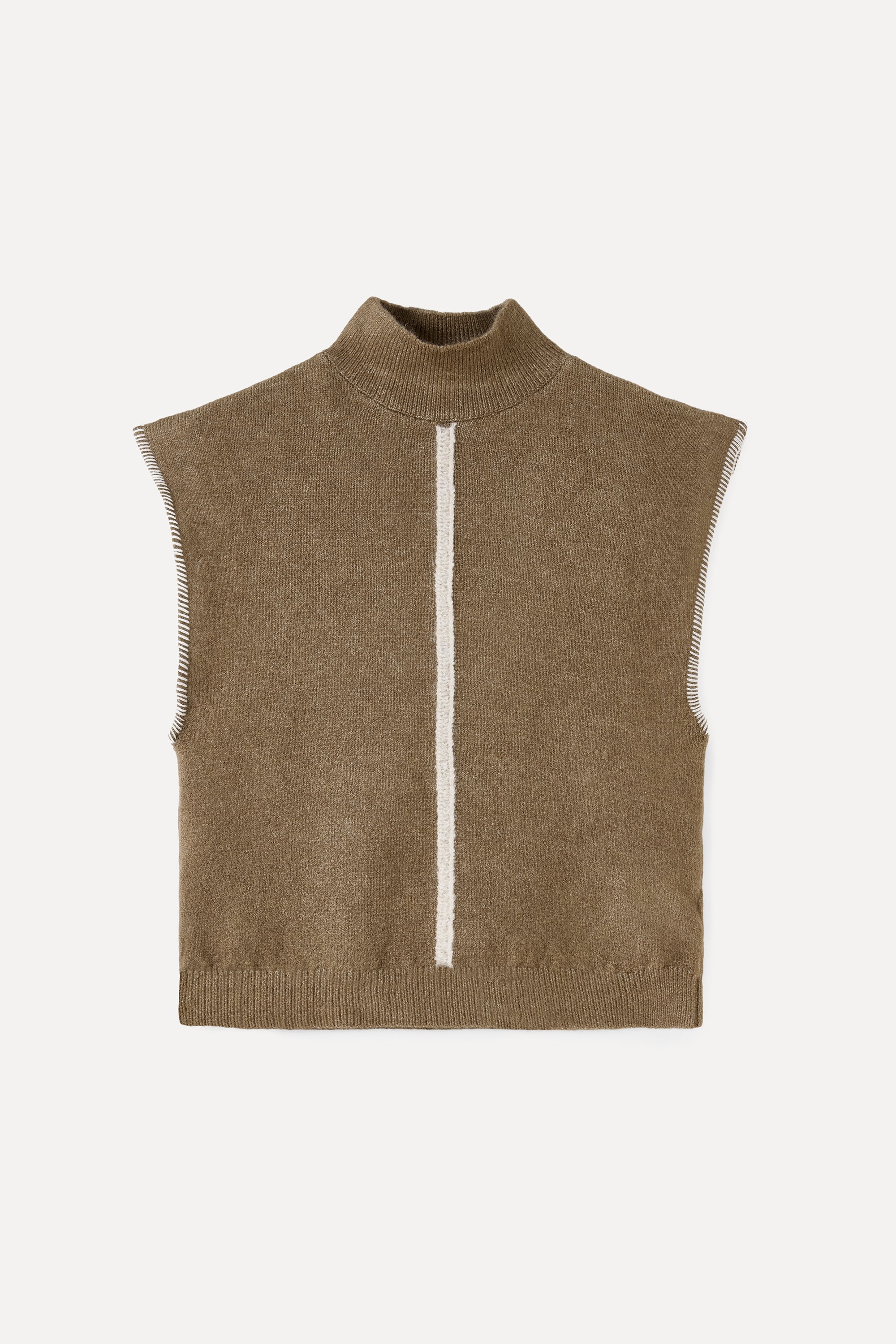 DİK YAKA ÇİZGİ DETAYLI SÜVETER