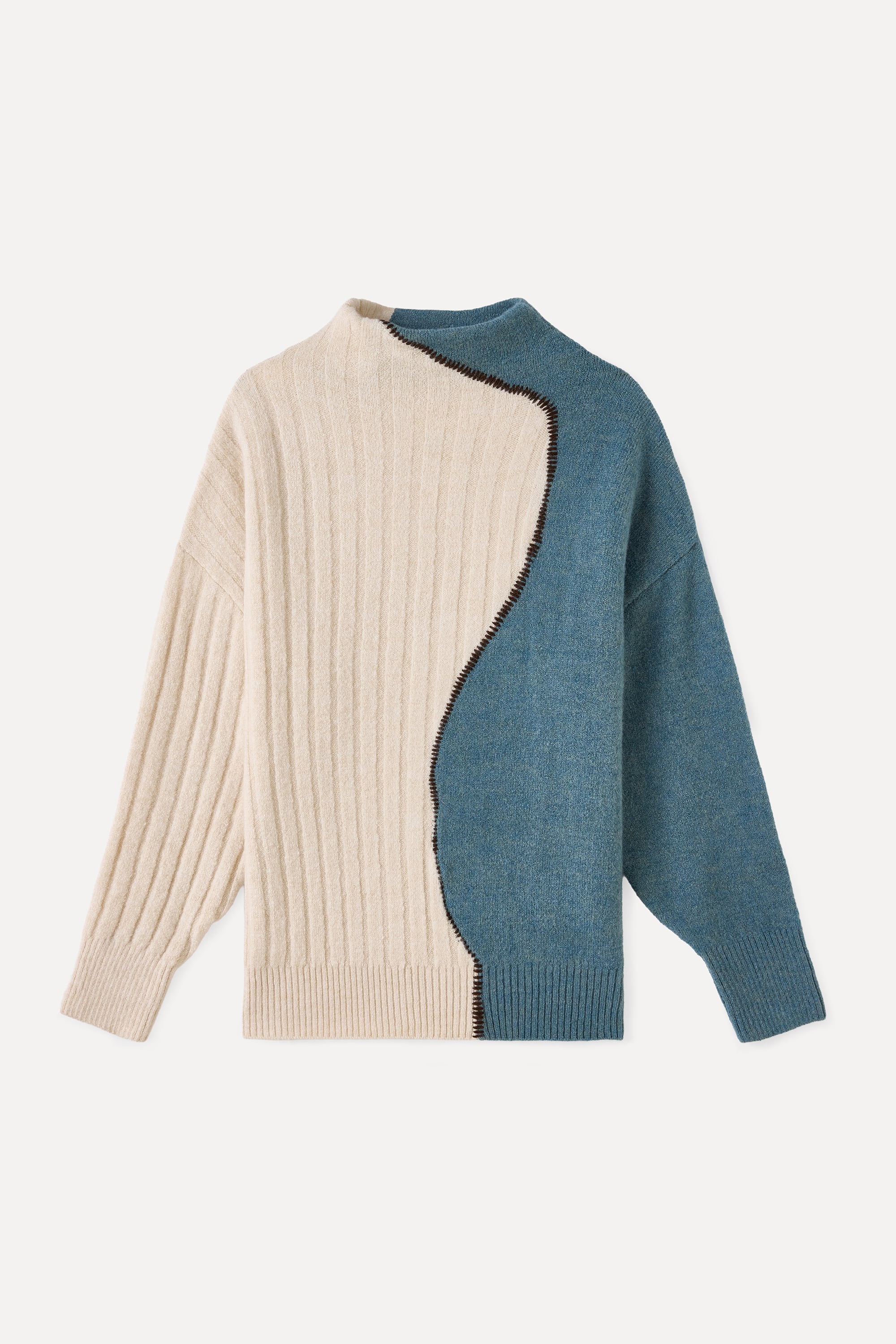 LOOSE FIT DİK YAKA RENK GEÇİŞLİ KAZAK