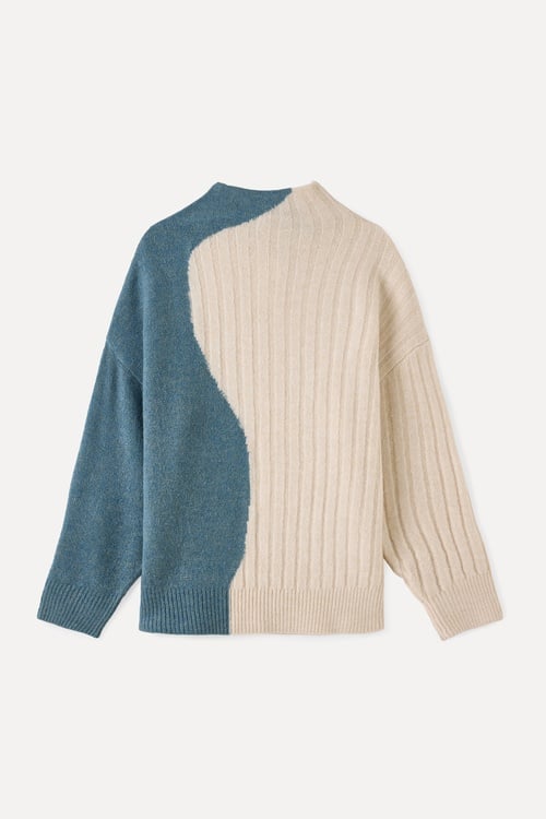  LOOSE FIT DİK YAKA RENK GEÇİŞLİ KAZAK