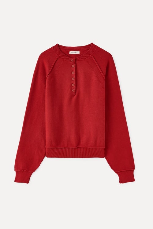 LOOSE FIT DÜĞMELİ BİSİKLET YAKA KAZAK