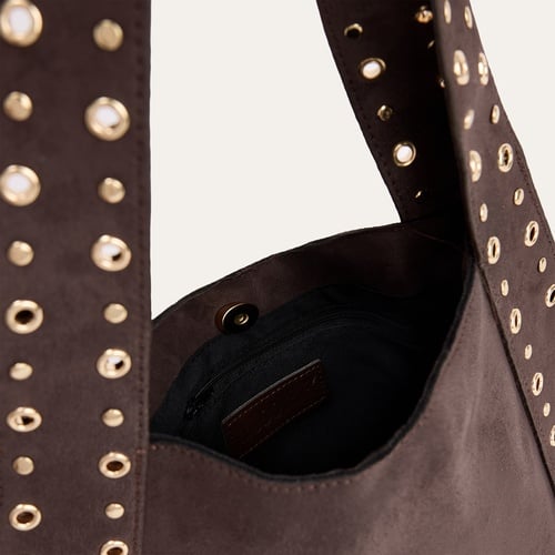 SÜET GÖRÜNÜMLÜ ZIMBALI EL ÇANTASI