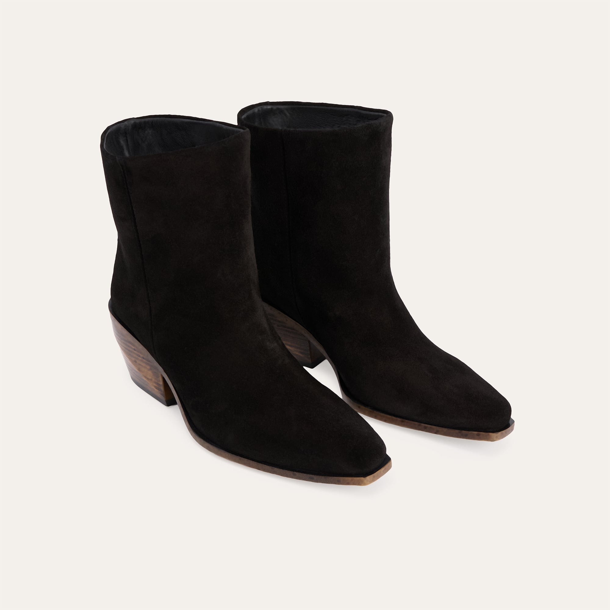 HAKİKİ DERİ SÜET DOKULU KALIN TOPUKLU BOT