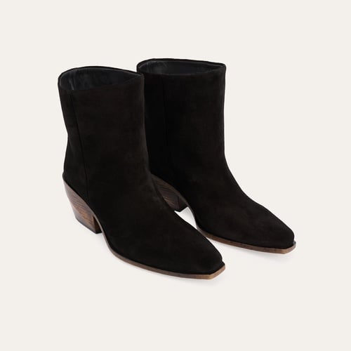 HAKİKİ DERİ SÜET DOKULU KALIN TOPUKLU BOT