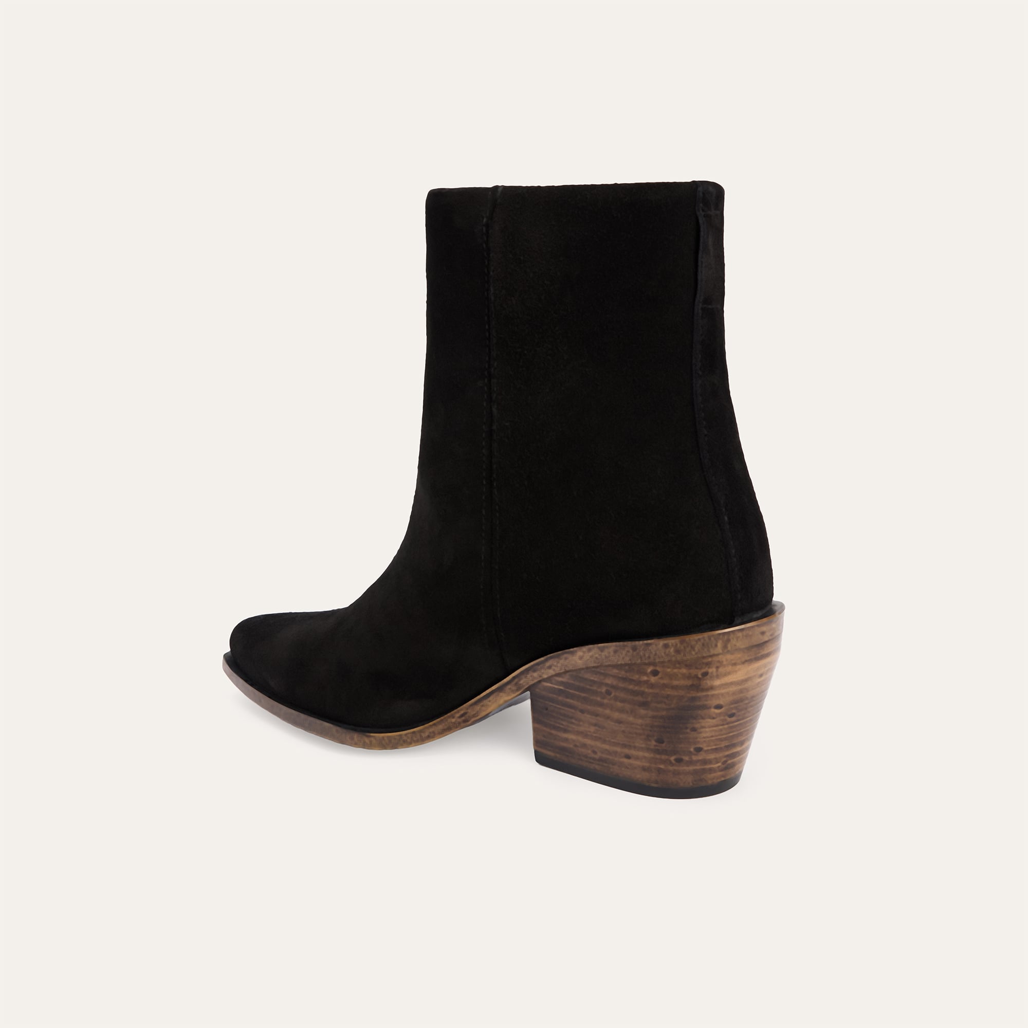 HAKİKİ DERİ SÜET DOKULU KALIN TOPUKLU BOT