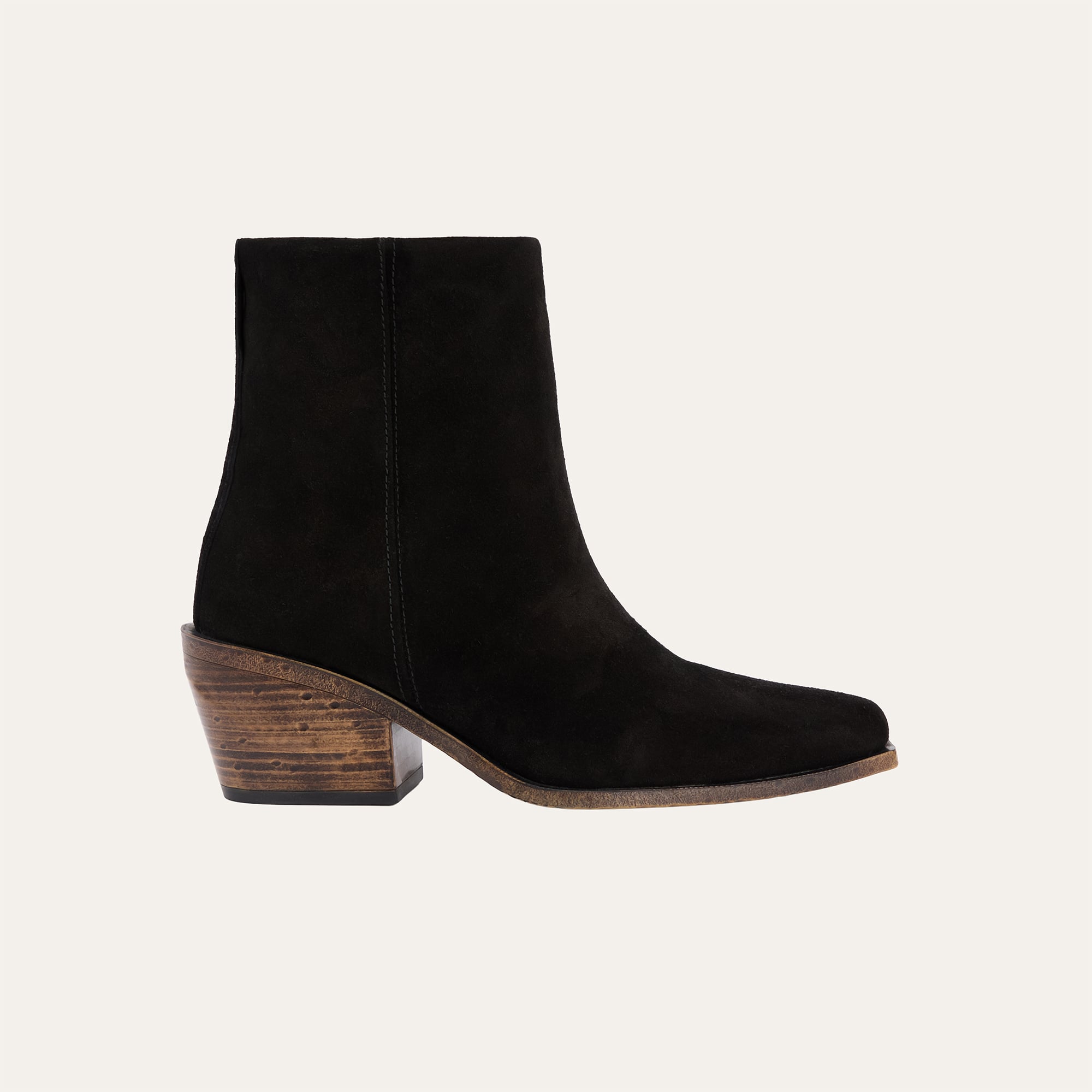 HAKİKİ DERİ SÜET DOKULU KALIN TOPUKLU BOT