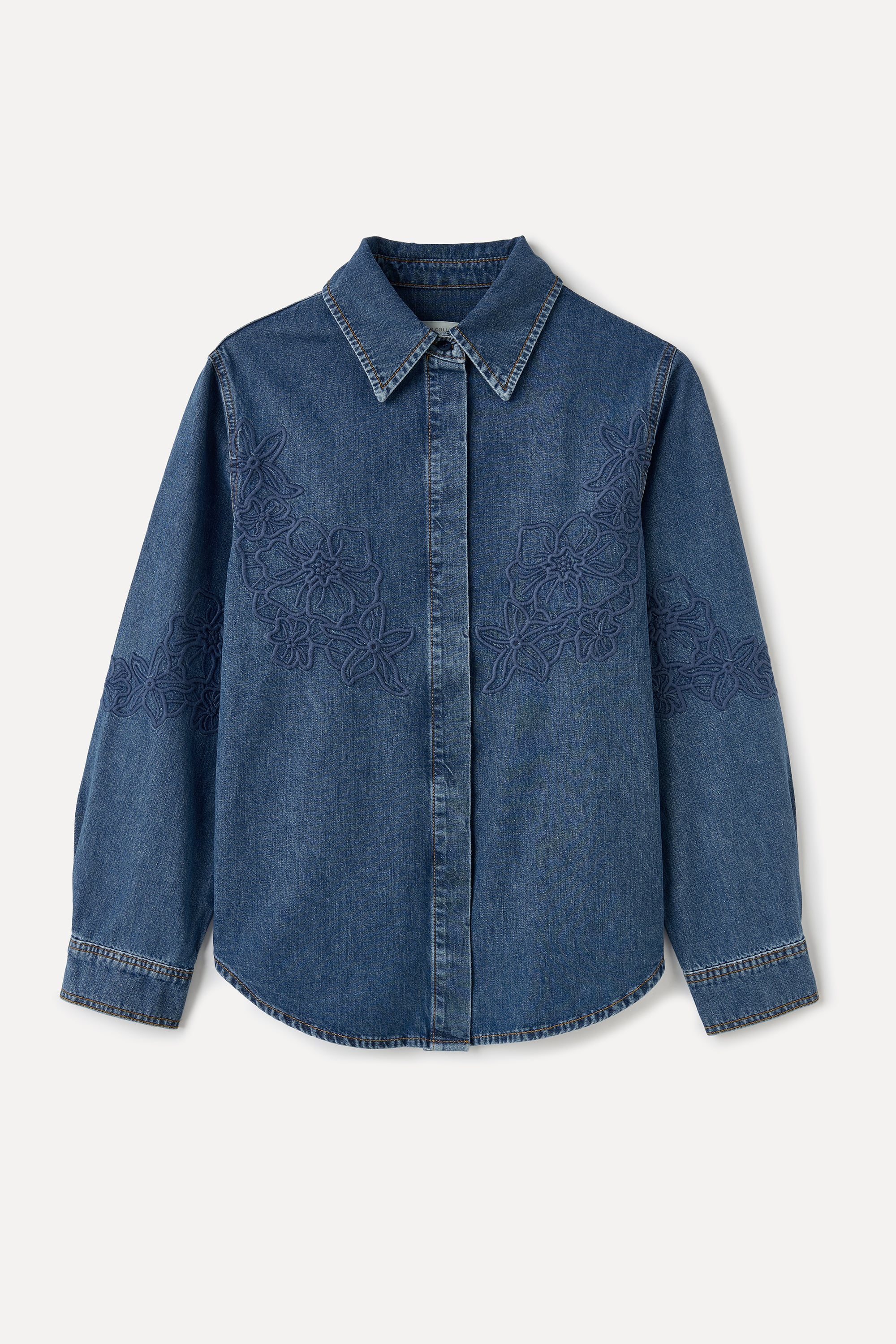 NAKIŞLI UZUN KOLLU JEAN GÖMLEK