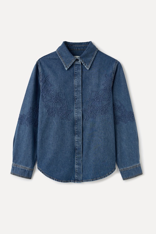  NAKIŞLI UZUN KOLLU JEAN GÖMLEK