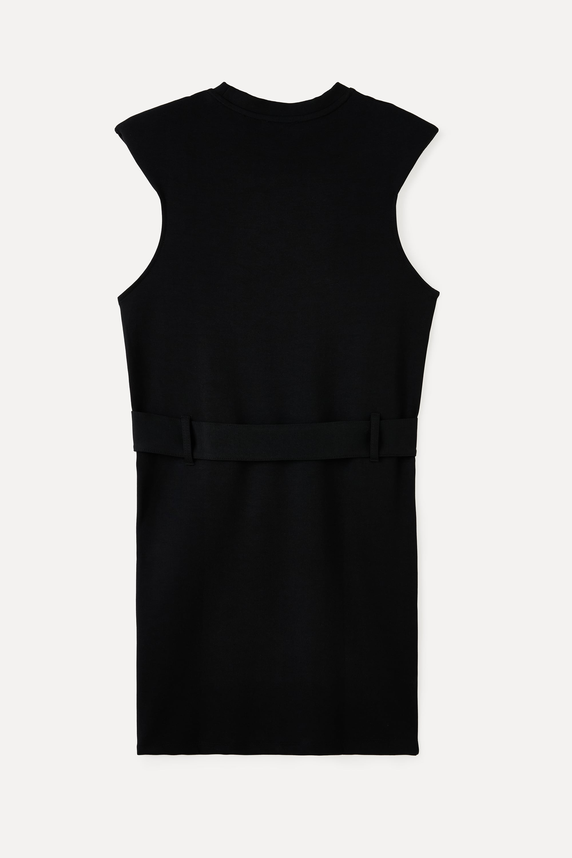 KEMER DETAYLI KOLSUZ MİNİ ELBİSE