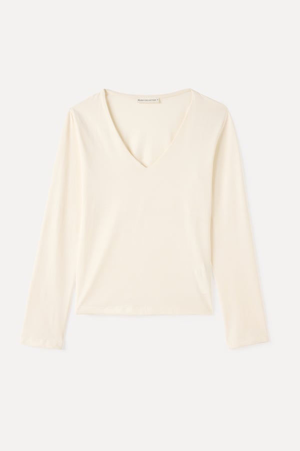 V YAKA UZUN KOLLU T-SHIRT