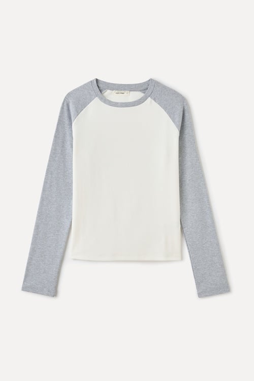 FITTED BİSİKLET YAKA UZUN KOLLU T-SHIRT