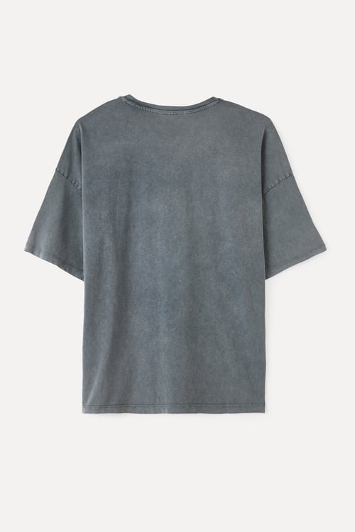 BASKILI BİSİKLET YAKA OVERSIZE T-SHIRT