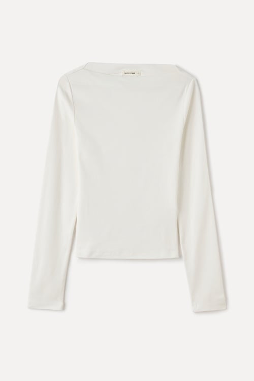 KAYIK YAKA UZUN KOLLU FITTED BLUZ