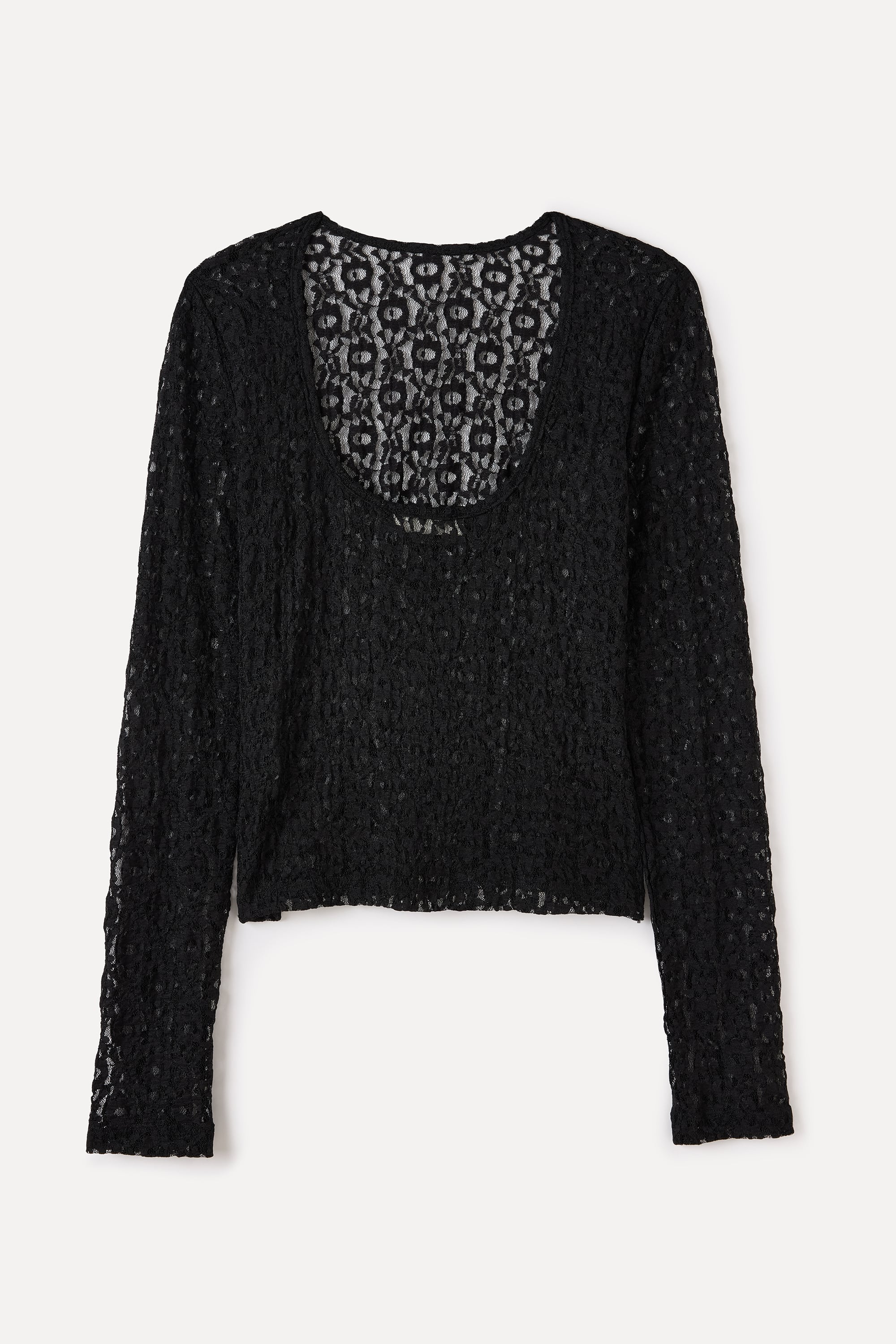 BİSİKLET YAKA SIRT DETAYLI DANTEL BLUZ