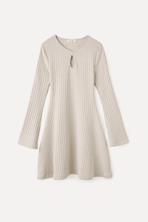  YAKA DETAYLI UZUN KOLLU MİNİ ELBİSE