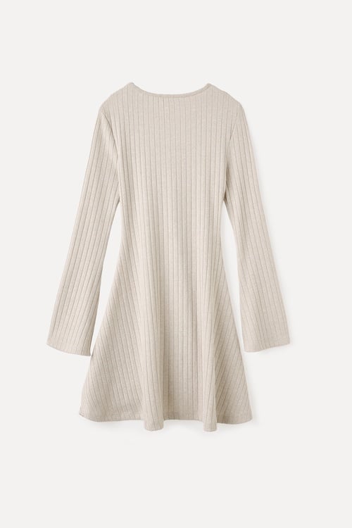  YAKA DETAYLI UZUN KOLLU MİNİ ELBİSE