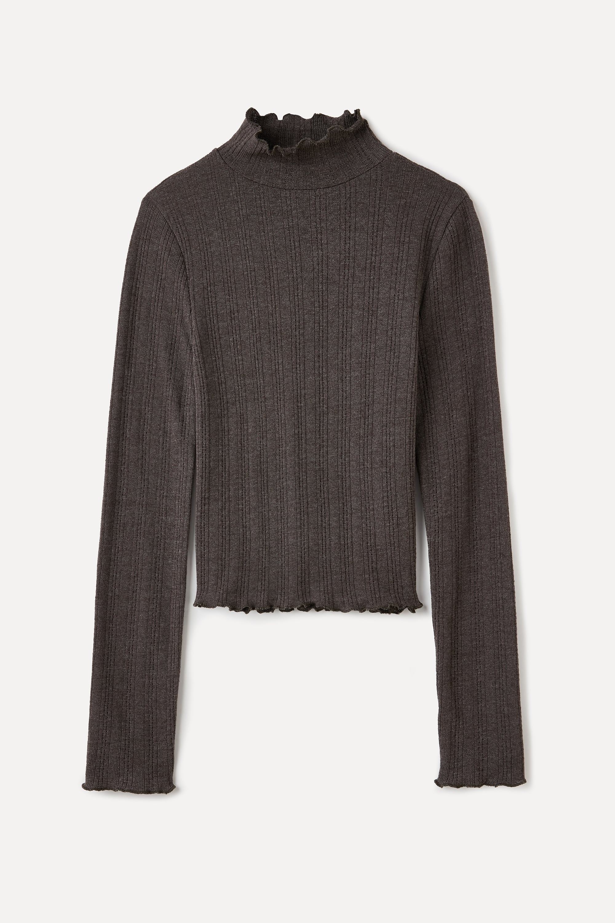 FITTED DİK YAKA UZUN KOLLU BLUZ