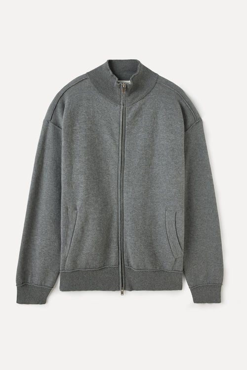 LOOSE FIT DİK YAKA FERMUARLI HIRKA