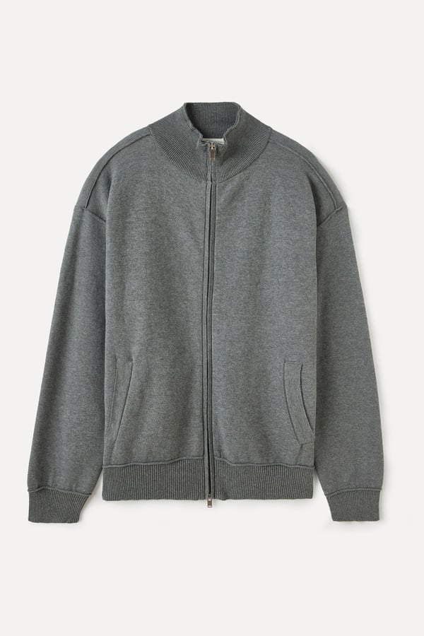 LOOSE FIT DİK YAKA FERMUARLI HIRKA