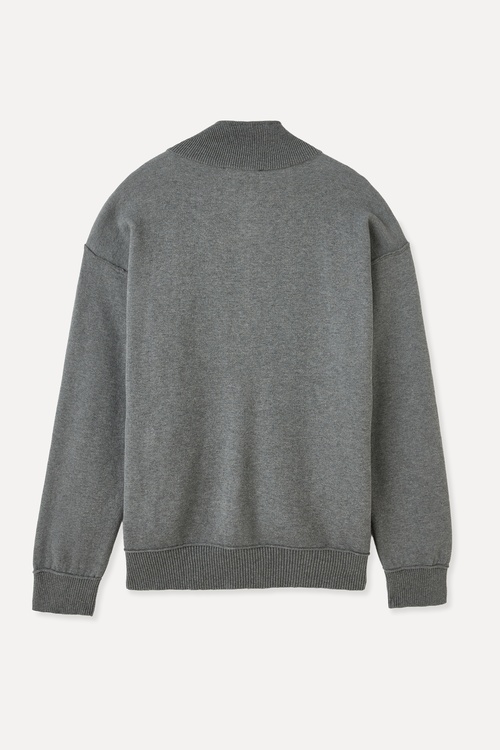 LOOSE FIT DİK YAKA FERMUARLI HIRKA